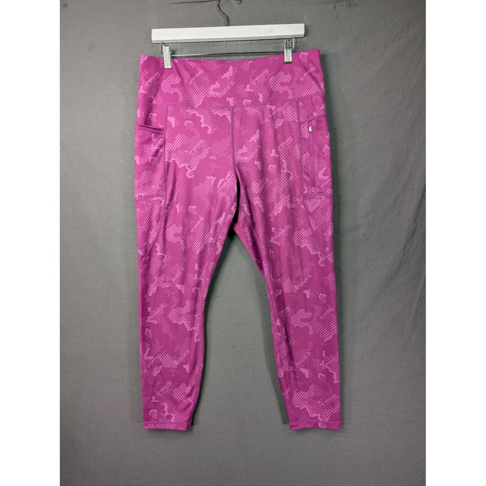 Reebok Womens Pink Graphic Print High Rise Leggings Size XL 8210